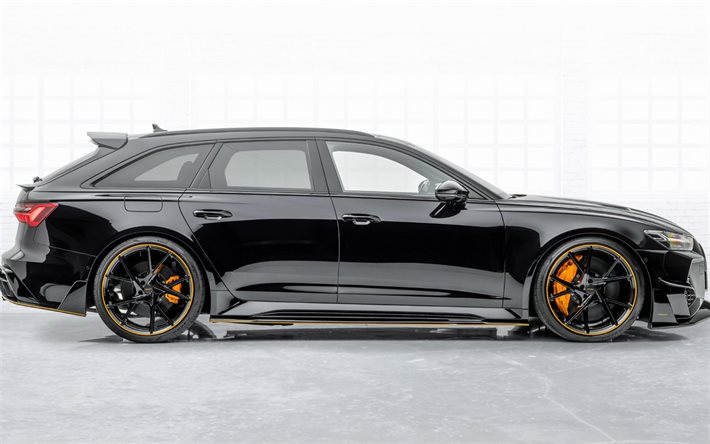 2020, Audi RS6, Mansory, side view, black station wagon, exterior, tuning RS6, German cars, Audi