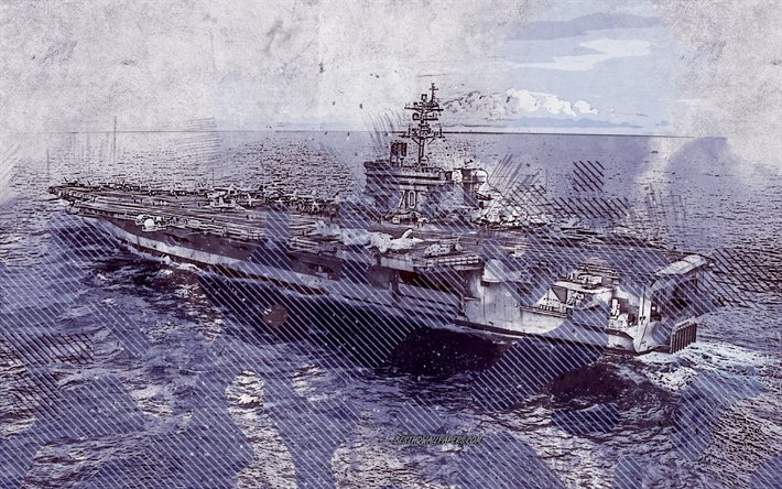USS Carl Vinson, CVN-70, grunge arte, arte creativo, pintado USS Carl Vinson, el dibujo, el USS Carl Vinson grunge, el arte digital, la Marina de los EEUU