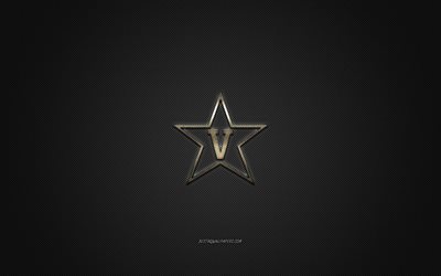 Vanderbilt Commodores logo, American club de football de la NCAA, logo doré, gris en fibre de carbone de fond, football Américain, Nashville, Tennessee, etats-unis, Vanderbilt Commodores