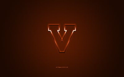 Virginia Cavaliers logotyp, Amerikansk football club, NCAA, orange logotyp, orange kolfiber bakgrund, Amerikansk fotboll, Charlottesville, Virginia, USA, Virginia Cavaliers