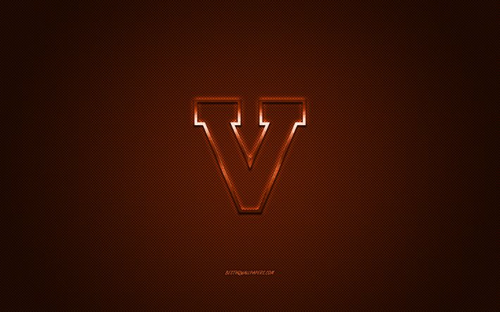 Virginia Cavaliers logo, American football club, NCAA, orange logo, orange carbon fiber background, American football, Charlottesville, Virginia, USA, Virginia Cavaliers