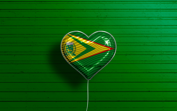I Love Bauru, 4k, realistic balloons, green wooden background, Day of Bauru, brazilian cities, flag of Bauru, Brazil, balloon with flag, cities of Brazil, Bauru flag, Bauru