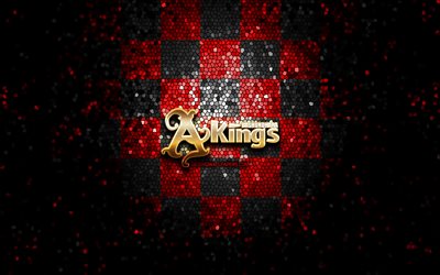 bashundhara kings fc, parıltılı logo, bangladeş premier ligi, kırmızı siyah damalı arka plan, futbol, ​​bangladeşli futbol kul&#252;b&#252;, bashundhara kings logo, mozaik sanatı, bashundhara kings