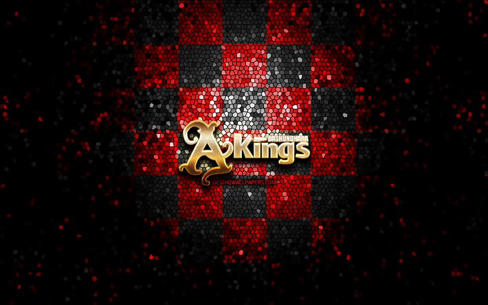 bashundhara kings fc, parıltılı logo, bangladeş premier ligi, kırmızı siyah damalı arka plan, futbol, ​​bangladeşli futbol kul&#252;b&#252;, bashundhara kings logo, mozaik sanatı, bashundhara kings