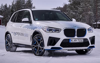2022, BMW iX5 Hydrogen, front view, exterior, hydrogen crossover, new white iX5, hydrogen cars, german cars, BMW
