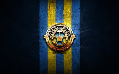 roltek dob fc, 金色のロゴ, ファーストリーグ, 青い金属の背景, フットボール, スロベニアのサッカークラブ, nkドブドブのロゴ, サッカー, スロベニア, nkロールテックエイジ