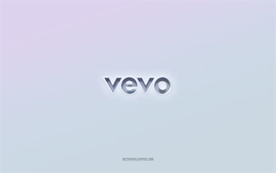 Vevo logo, cut out 3d text, white background, Vevo 3d logo, Vevo emblem, Vevo, embossed logo, Vevo 3d emblem