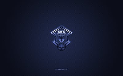 fk dubnica, squadra di calcio slovacca, logo blu, sfondo blu in fibra di carbonio, fortuna liga, calcio, dubnica nad vahom, slovacchia, logo fk dubnica