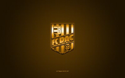fc dac 1904, slowakischer fu&#223;ballverein, gelbes logo, gelber kohlefaserhintergrund, fortuna liga, fu&#223;ball, dunajska streda, slowakei, logo des fc dac 1904
