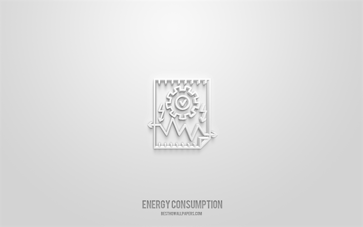 Energy consumption 3d icon, white background, 3d symbols, Energy consumption, energy icons, 3d icons, Energy consumption sign, energy 3d icons