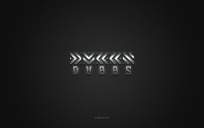 DVBBS logo, silver shiny logo, DVBBS metal emblem, gray carbon fiber texture, DVBBS, brands, creative art, DVBBS emblem