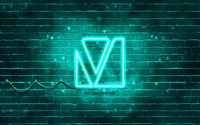 Verbatim turquoise logo, 4k, turquoise brickwall, Verbatim logo, brands, Verbatim neon logo, Verbatim