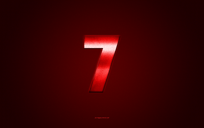 logotipo de windows 7, logotipo rojo brillante, emblema de metal de windows 7, textura de fibra de carbono roja, windows 7, marcas, arte creativo, emblema de windows 7, logotipo de windows