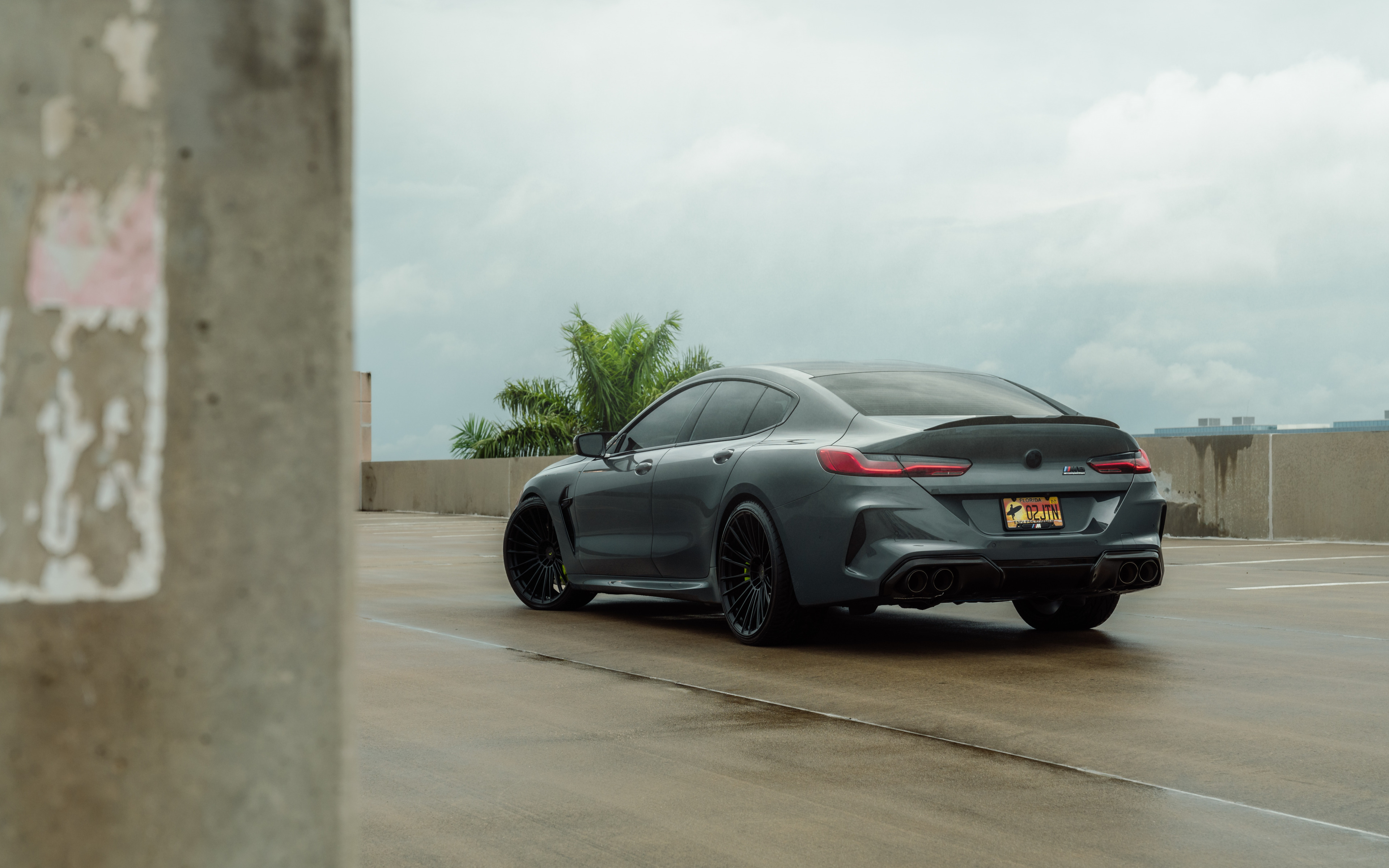 4k, BMW M8 Competition M8 Gran Coupe, F93, rear view, exterior, matte black M8 Gran Coupe, 8 Series, M8 Gran Coupe tuning, F93 tuning, German cars, BMW