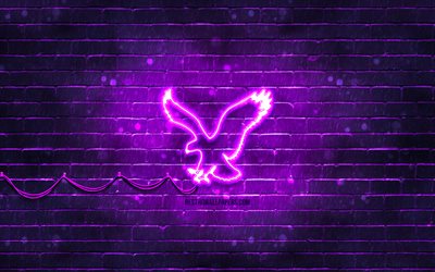 american eagle outfitters violettes logo, 4k, violett brickwall, american eagle outfitters logo, marken, american eagle outfitters neon-logo, american eagle outfitters