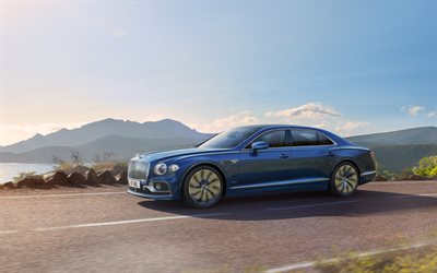 Bentley Flying Spur Azure, 4k, highway, 2022 cars, luxury cars, 2022 Bentley Flying Spur, Bentley