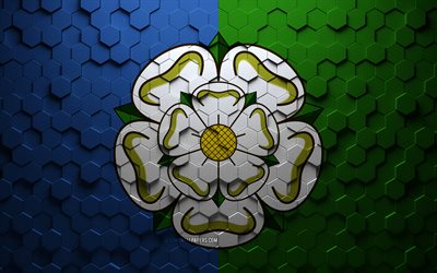 Flag of East Riding of Yorkshire, honeycomb art, East Riding of Yorkshire hexagons flag, East Riding of Yorkshire 3d hexagons art, East Riding of Yorkshire flag
