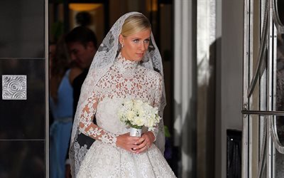 Nicky Hilton, American model, bride, wedding dress, Sister Paris Hilton