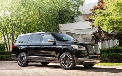 Lincoln Navigator, 2018, Luxury SUV, black Navigator, American cars, Lincoln