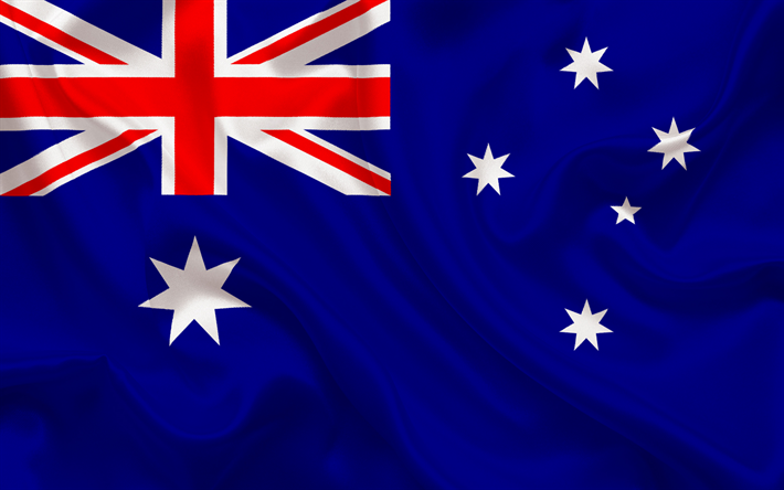 Australian flag, Australia, blue silk, world flags, flag of Australia