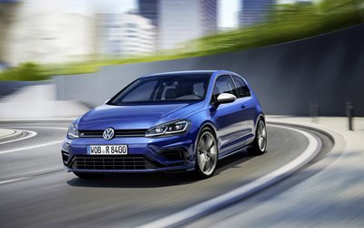 4k, Volkswagen Golf R Facelift, 2018 cars, road, blue Golf, Volkswagen