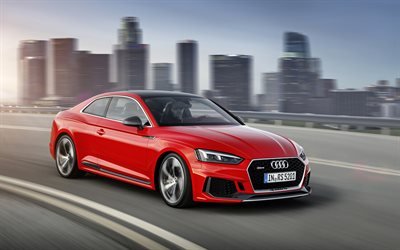 Audi RS5 Coupe, 2018 cars, road, german cars, red RS5, Audi