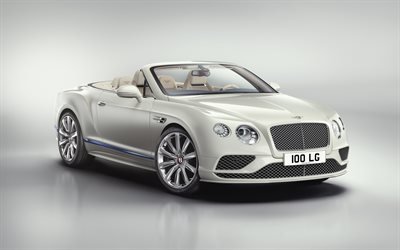 Bentley Continental, 2017, White cabriolet, new cars, luxury convertible, Bentley