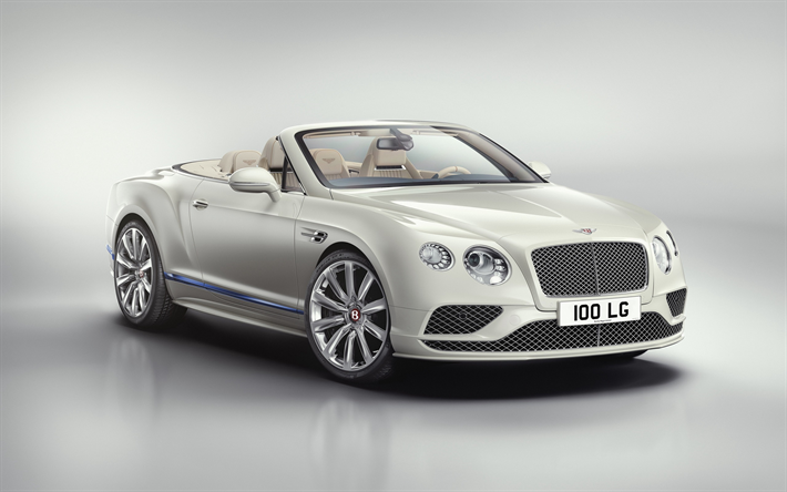 Bentley Continental, 2017, Bianco cabriolet, auto nuove, cabrio di lusso, Bentley