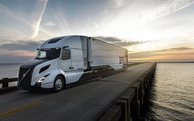 Volvo SuperTruck, 4k, 2018 kuorma-autot, tie, vaunu, silta, kuorma-autot, Volvo