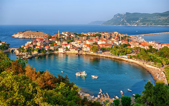 أماسرا, الميناء, البحر الأسود, تركيا, الصيف, المدن التركية, منتجع