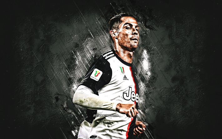 Cristiano Ronaldo, CR7, footballeur portugais, portrait, pierre noire d&#39;arri&#232;re-plan, de la Ligue des Champions, la star du football, de football