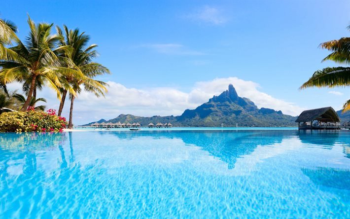 Bora Bora, kes&#228;, trooppiset saaret, lomakeskus, kes&#228;matka, valtameri, Ranskan Polynesia