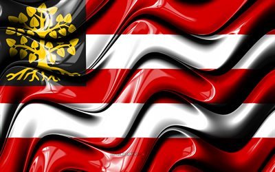 Hertogenbosch Bandiera, 4k, Citt&#224; dei Paesi Bassi, Europa, Giorno di Hertogenbosch, Bandiera di Hertogenbosch, arte 3D, Hertogenbosch, citt&#224; olandesi, Hertogenbosch 3D bandiera