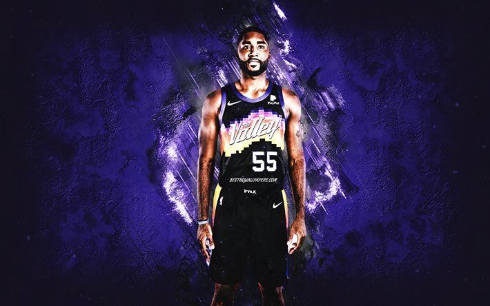ETwaun Moore, Phoenix Suns, NBA, joueur de basket-ball am&#233;ricain, fond de pierre violette, basket-ball, art grunge