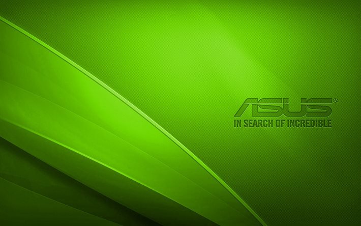 Asus lime logo, 4K, creative, lime wavy background, Asus logo, artwork, Asus