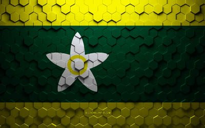 Flag of Ehime, honeycomb art, Ehime hexagons flag, Ehime, 3d hexagons art, Ehime flag