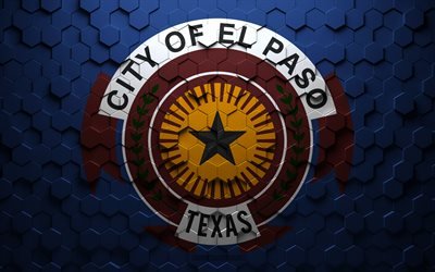 Flag of El Paso, honeycomb art, El Paso hexagons flag, El Paso, 3d hexagons art, El Paso flag