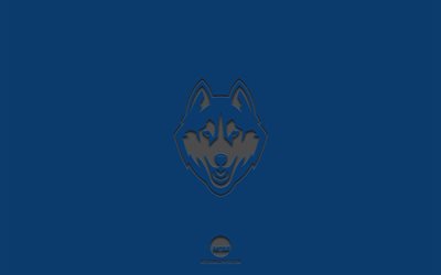 UConn Huskies, blue background, American football team, UConn Huskies emblem, NCAA, Connecticut, USA, American football, UConn Huskies logo
