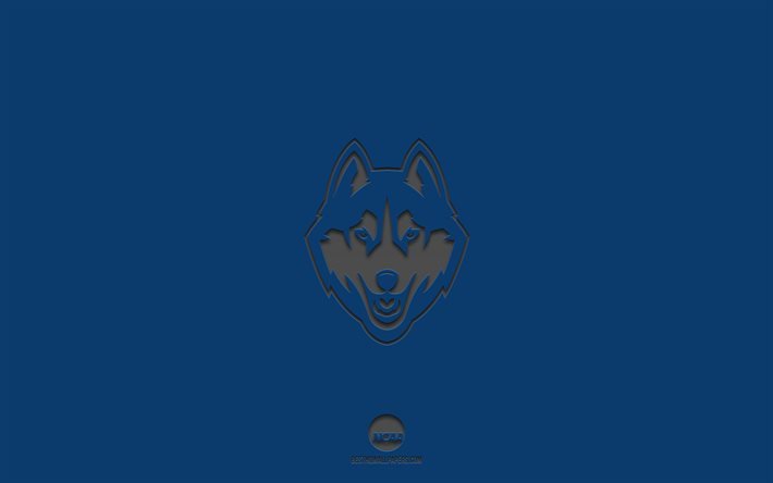 أقوياء البنية UConn, الخلفية الزرقاء, كرة القدم الأمريكية, شعار UConn Huskies, الرابطة الوطنية لرياضة الجامعات, كونيكتيكت, الولايات المتحدة الأمريكية