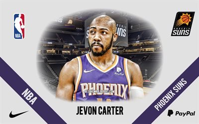 Jevon Carter, Phoenix Suns, American Basketball Player, NBA, portrait, USA, basketball, Phoenix Suns Arena, Phoenix Suns logo