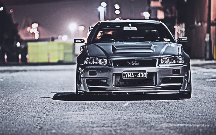 Nissan Skyline, 4k, front view, Nissan GT-R, tuning, R34, supercars, Nissan Skyline NISMO Z-Tune, japanese cars, Nissan