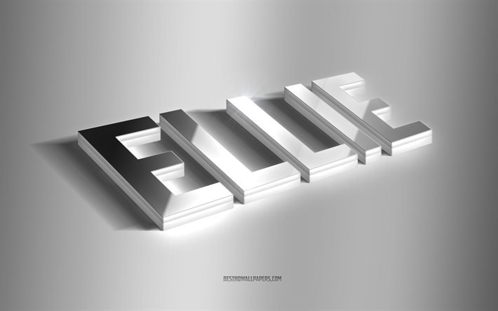 ellie, silberne 3d-kunst, grauer hintergrund, tapeten mit namen, ellie-name, ellie-gru&#223;karte, 3d-kunst, bild mit ellie-namen