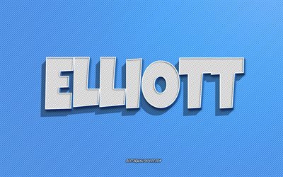 elliott, blauer linienhintergrund, tapeten mit namen, elliott-name, m&#228;nnliche namen, elliott-gru&#223;karte, strichzeichnungen, bild mit elliott-namen