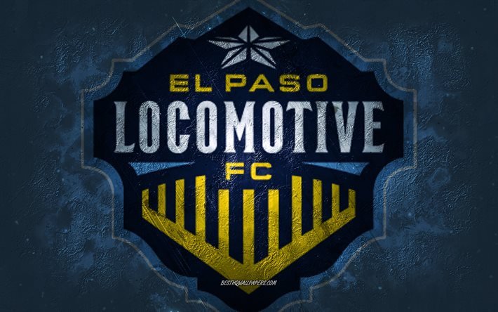 エルパソ機関車FC, アメリカのサッカーチーム, 青い背景, El Paso LocomotiveFCロゴ, グランジアート, USL, サッカー