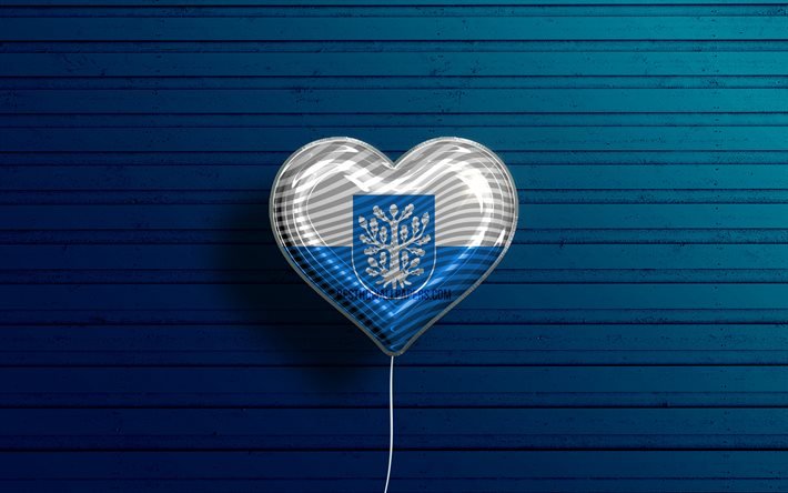 I Love Offenbach am Main, 4k, palloncini realistici, blu sullo sfondo di legno, citt&#224; tedesche, bandiera di Offenbach am Main, Germania, palloncino con bandiera, Offenbach am Main bandiera, Offenbach am Main, Giorno di Offenbach am Main