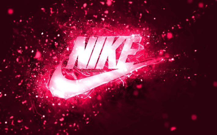 Lataa kuva Nike vaaleanpunainen logo, 4k, vaaleanpunaiset neonvalot, luova,  vaaleanpunainen abstrakti tausta, Nike-logo, muotimerkit, Nike ilmaiseksi.  Kuvat ilmainen työpöydän taustakuvaksi