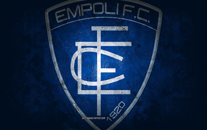 Empoli FC, &#233;quipe de football italienne, fond bleu, logo Empoli FC, art grunge, Serie A, Empoli, football, Italie, embl&#232;me Empoli FC