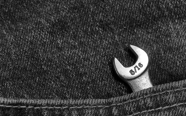 overalls, tasche, jeans, schl&#252;ssel