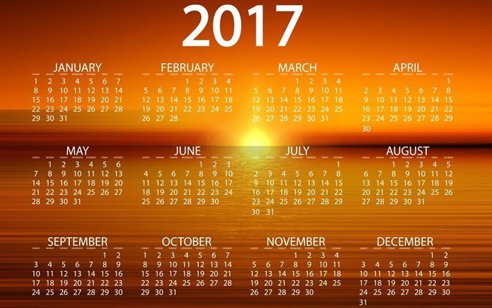 2017, calendario, la textura