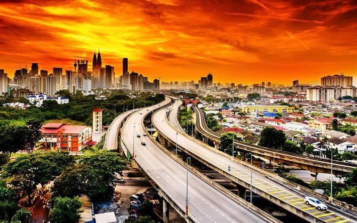 stra&#223;e, kuala lumpur, dawn, malaysia